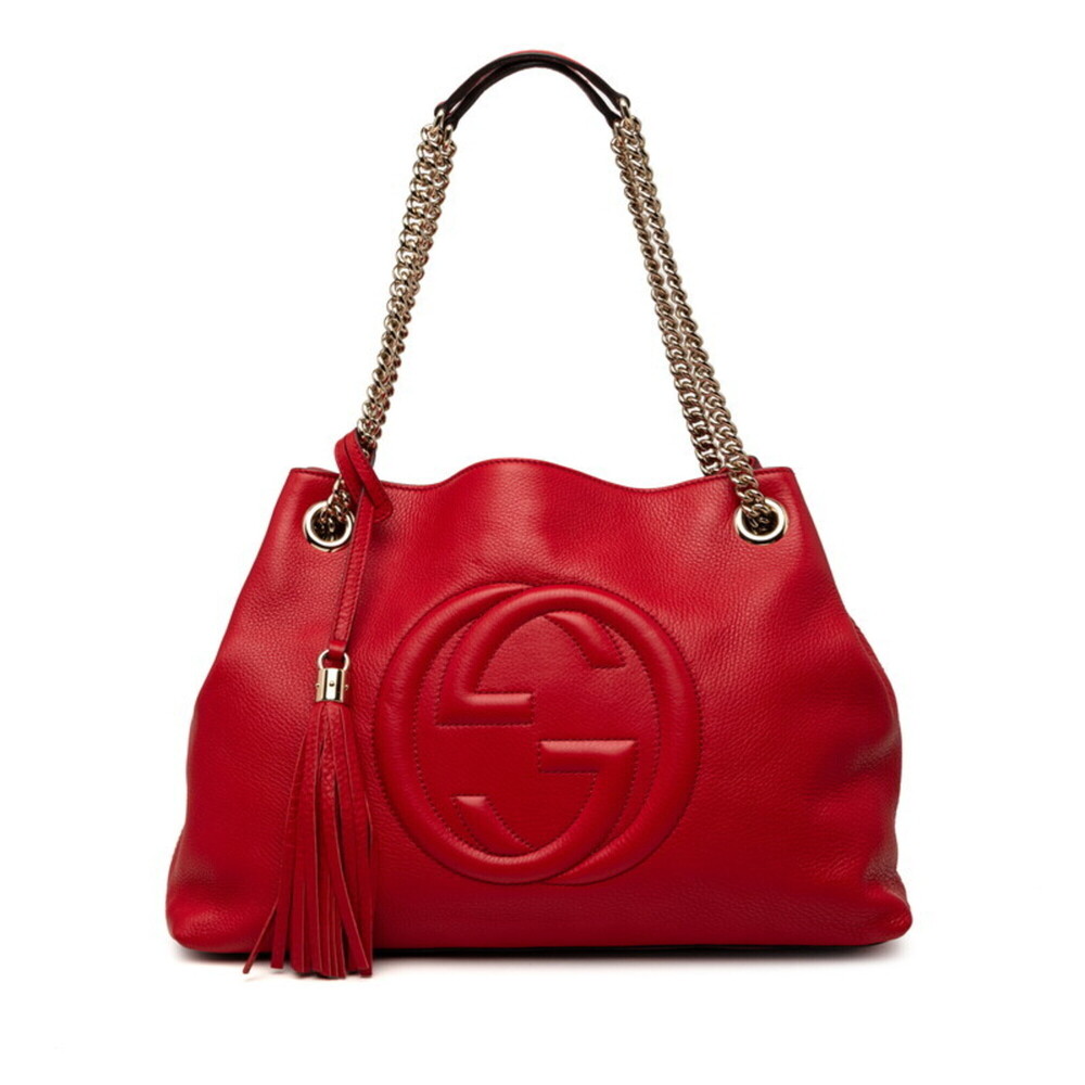 Gucci Soho Fringe Chain Shoulder Bag Tote 308982 Red Leather Women's GUCCI